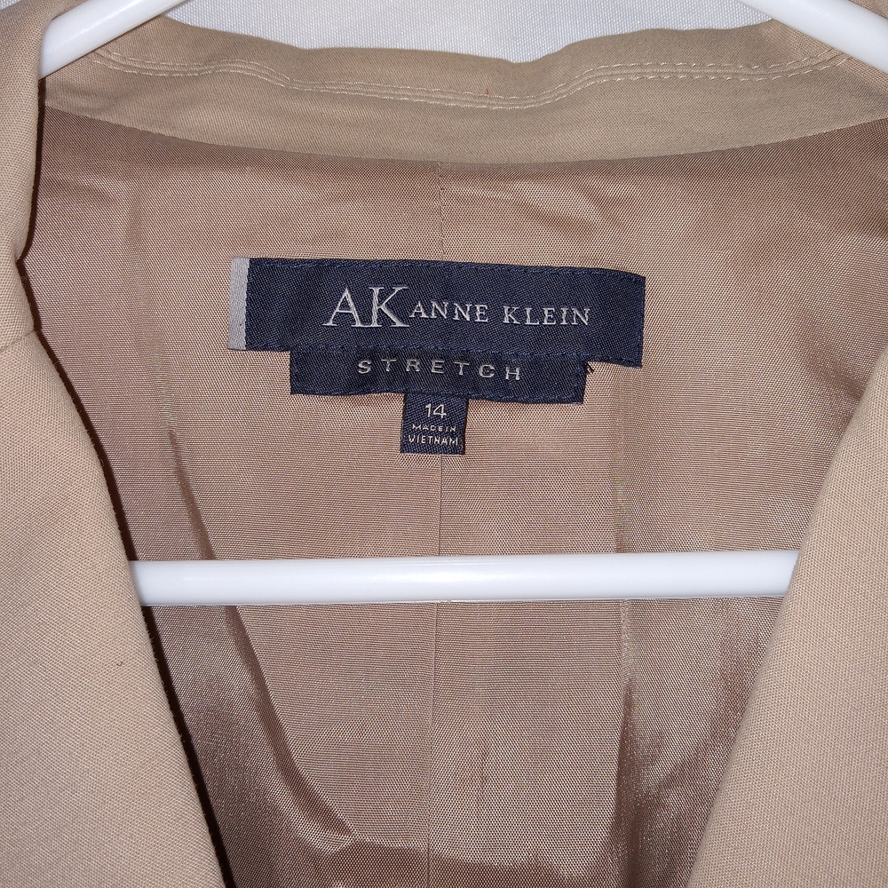 Anne Klein Women's Tan Blazer 14 Stretch Cotton Business Career 3 Button - Picture 2 of 10